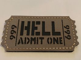 Patch lasercut 8x4cm « HELL ADMIT ONE »